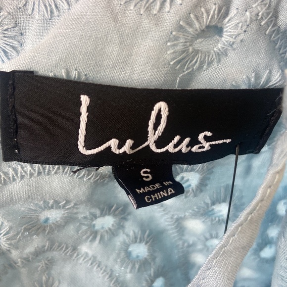 Lulus Modern Romantic Light Blue Eyelet Lace Mini Dress Small NWT - Picture 5 of 6